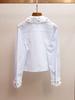 High-End Women's Girly Sweet Lace Beaded Doll Collar Striped Shirt - Spring New Arrivals
