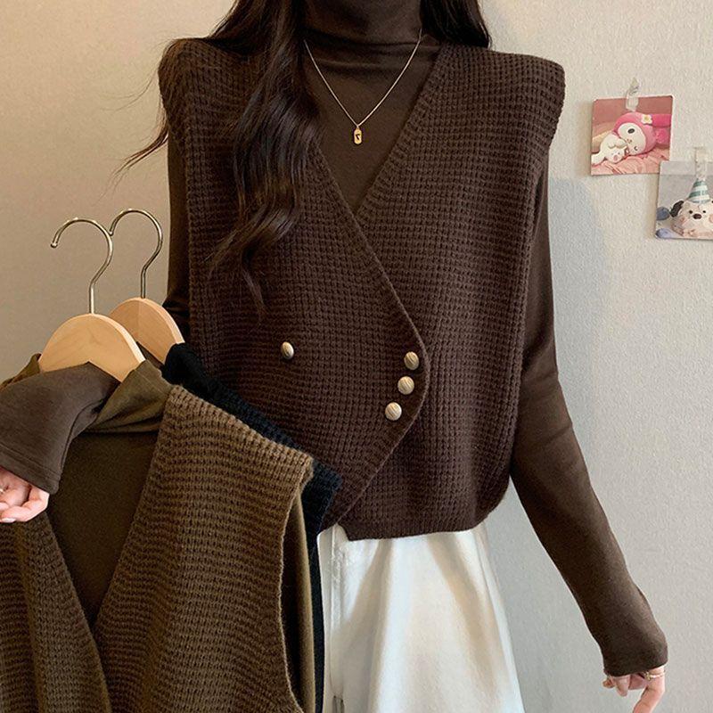 Women's Knitted Vest Gilet Spring Loose Lazy Style Women's Sweater Cardigan Outerwear Top