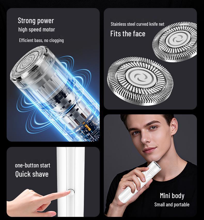 Men's Mini Portable Electric Shaver: Silent, Smart, Anti-Pinch Steel Razor for Travel