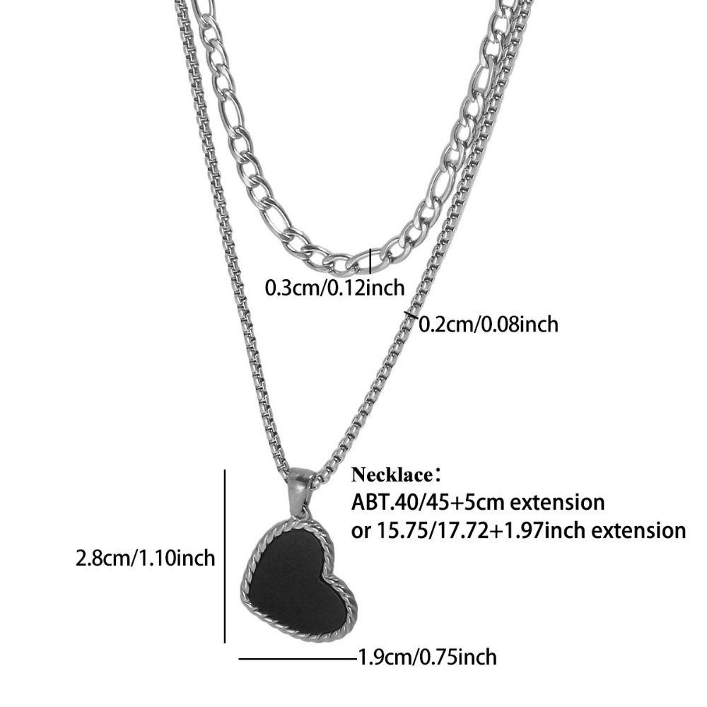 Titanium Steel Double Stacked Neck Chain Sweet Charm Heart Clavicle Chain  Birthday Gift