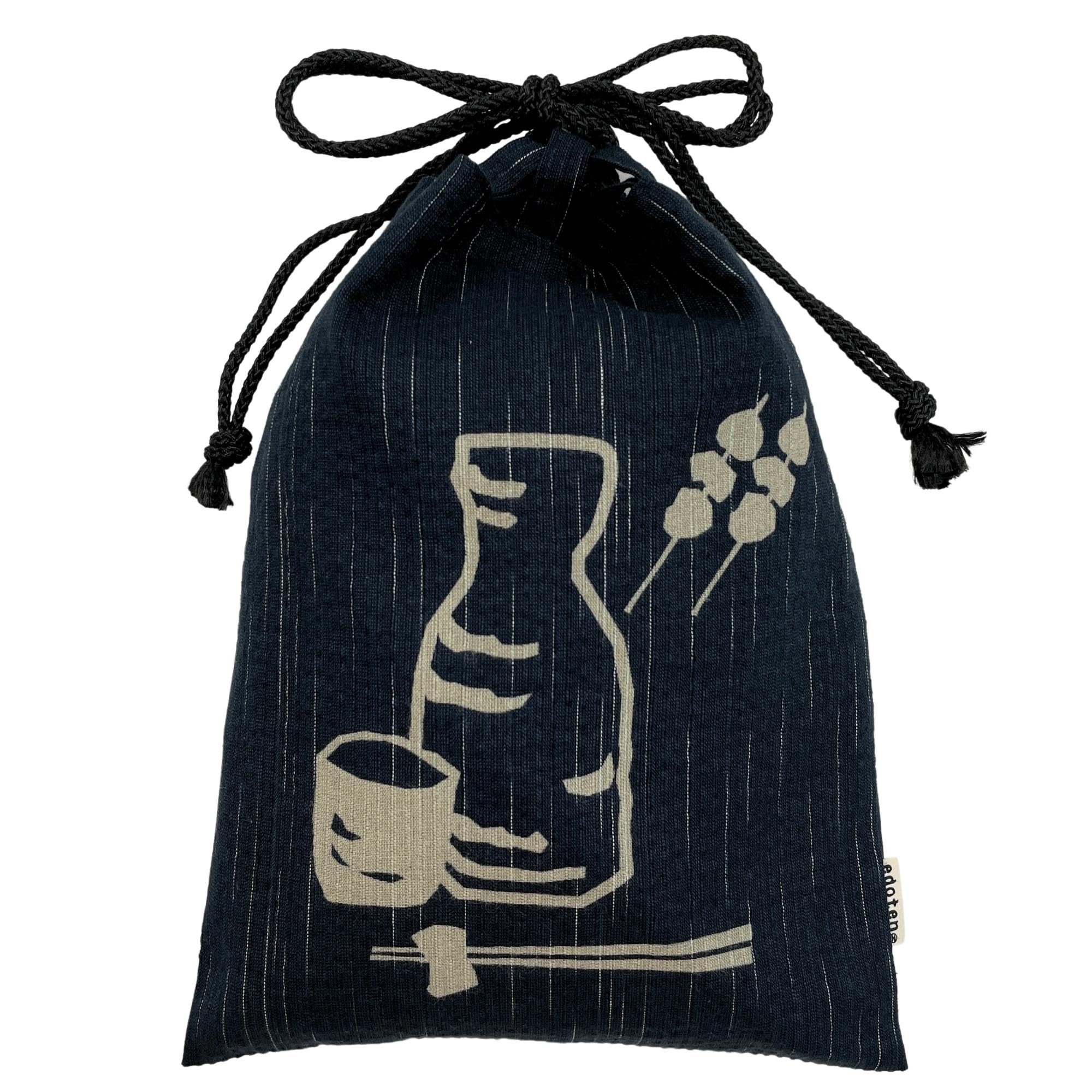 

Edoten Shingen Bag with Discharge Dye Cotton Shijira Drawstring Goshuincho Bag with Inner and 055 Tokkuri Pattern, 100% Fabric, Bag, (Temple Stamp)