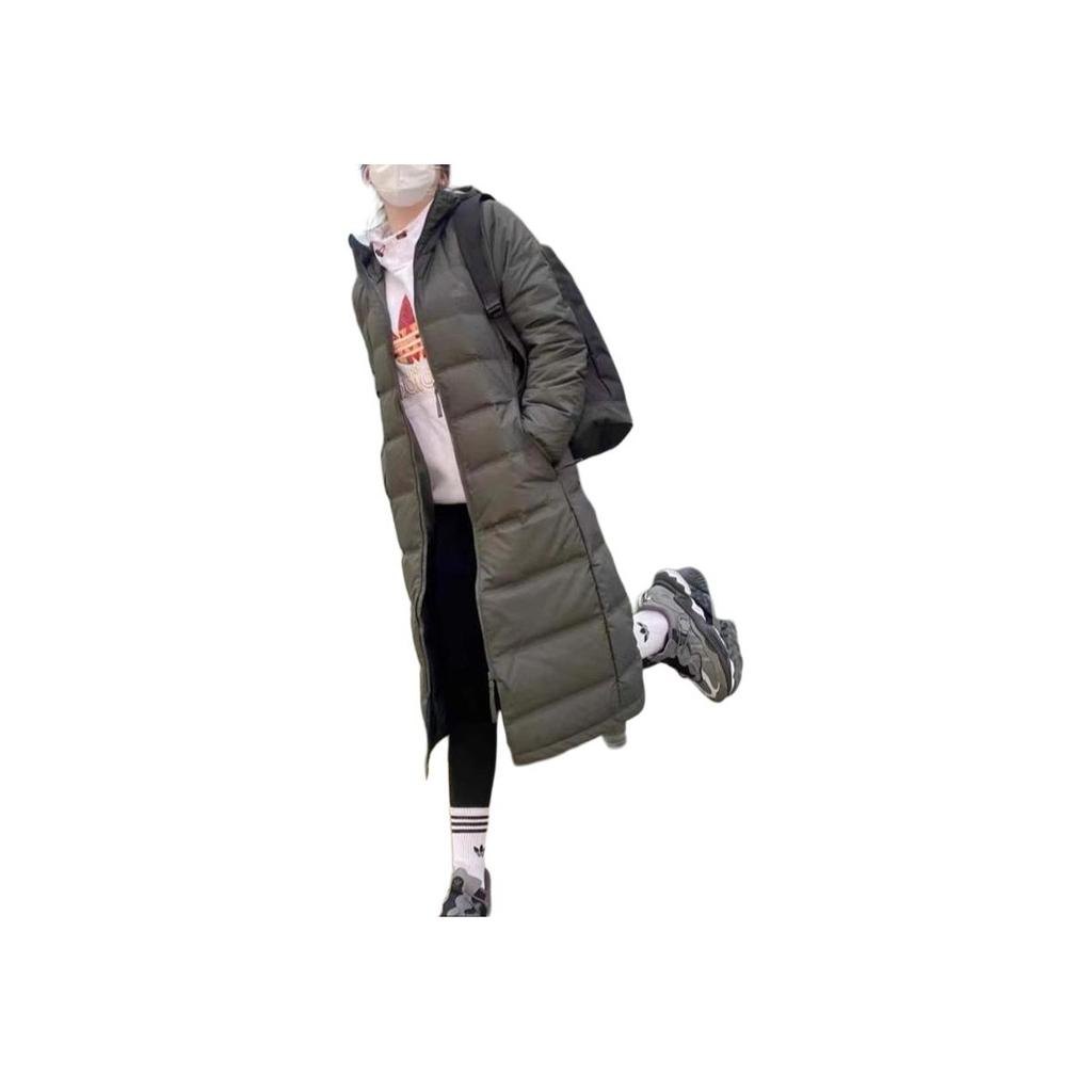 Adidas Chaqueta Larga Acolchada Cálida de Plumón con Estampado de Logotipo para Mujer Ropa Exterior Negra FT2575