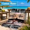 Custom Name Floral Fashion Kpop BP Beach Towel Microfiber Beach Towel, Lightweight and Quick-Dry, for Summer Travel, Swimming Pool Gift