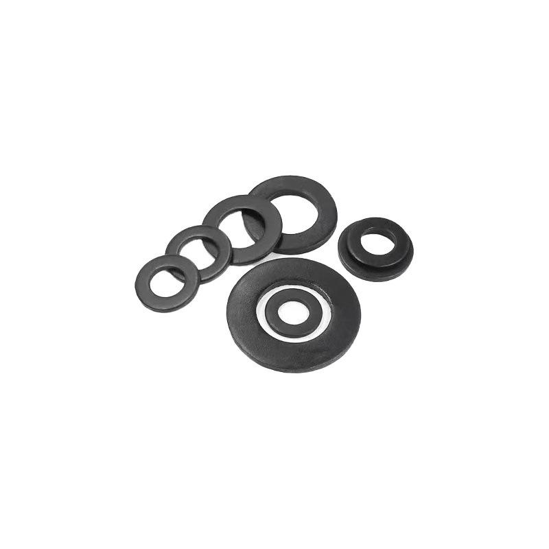 High-Grade Black Flat Metal Washer Gasket (Sizes: M3-M12, 8.8/12.9 Grade)
