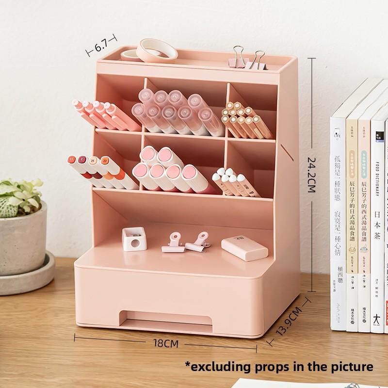 Large Capacity Pencil Holder Desktop Stationery Storage Box Divided Drawer Stationery Organizer for Students Office Storage Rack