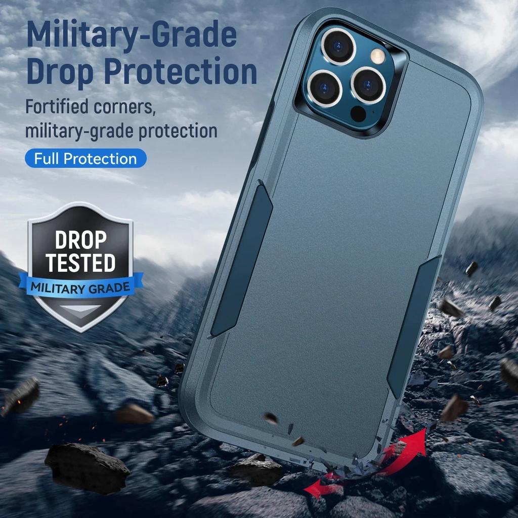 Hybrid Heavy Duty Armor for IPhone 16 Pro Max 15 14 13 12 11 XR XS 7 8 Plus Otter Case Box Hard Full Protection Military Shockproof Cover