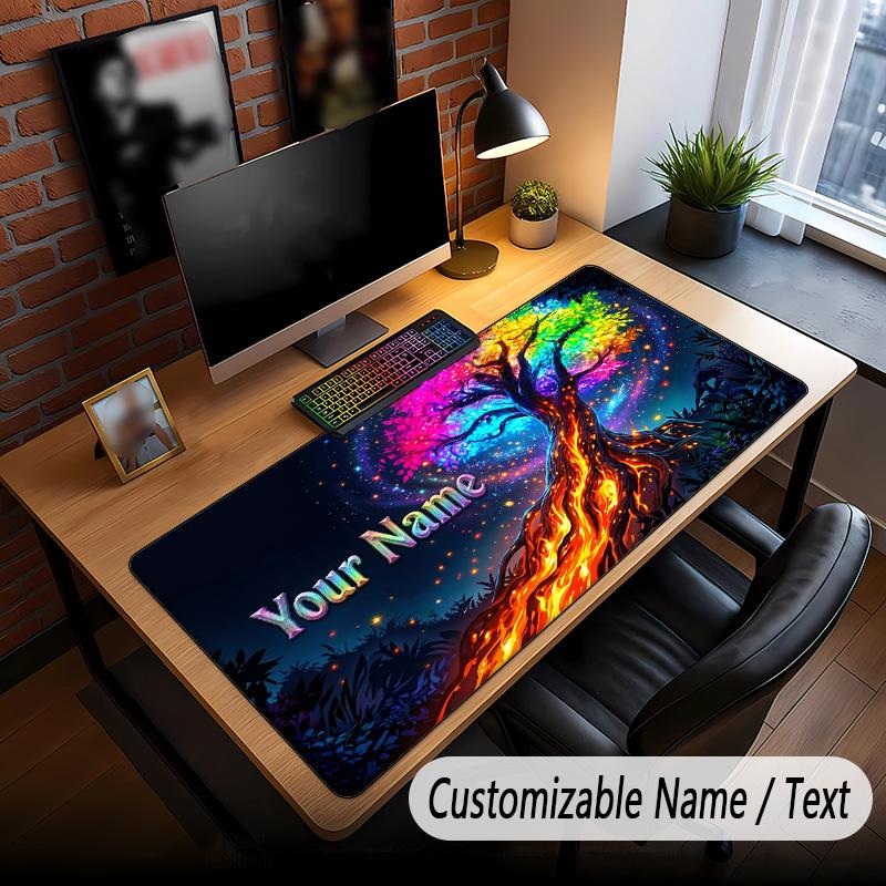 Tree of Life Theme Custom Mouse Pad Personalized With Name Text Customized Desk Mat For Office Home Decor