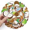 50 Coconut Doodle Personalized Cartoon Fruit Children's Gu Card Decorative Mobile Phone Case Suitcase Stickers Waterproof