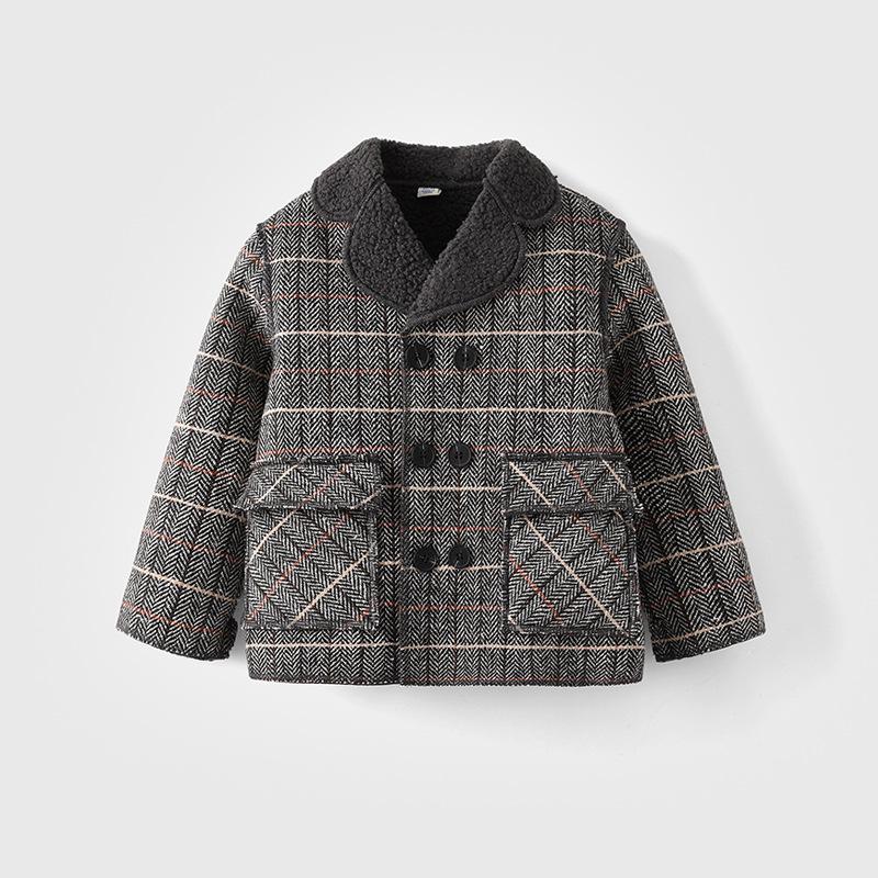 

Брендове зимове пальто з овечої вовни для хлопчиків - Потовщене, тепле пальто з вельвету 140 cm сірий колір