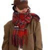 Women's Red Ankara Plaid Cashmere Scarf - Christmas & Autumn/Winter Warm Versatile Shawl