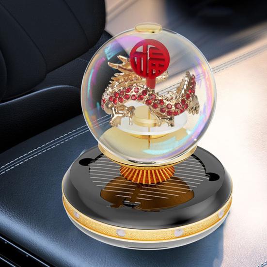 2024 Anul Dragonului Odorizant pentru mașină Decorație Difuzor rotativ de aromoterapie solară Ornament parfumat Accesorii pentru interiorul mașinii