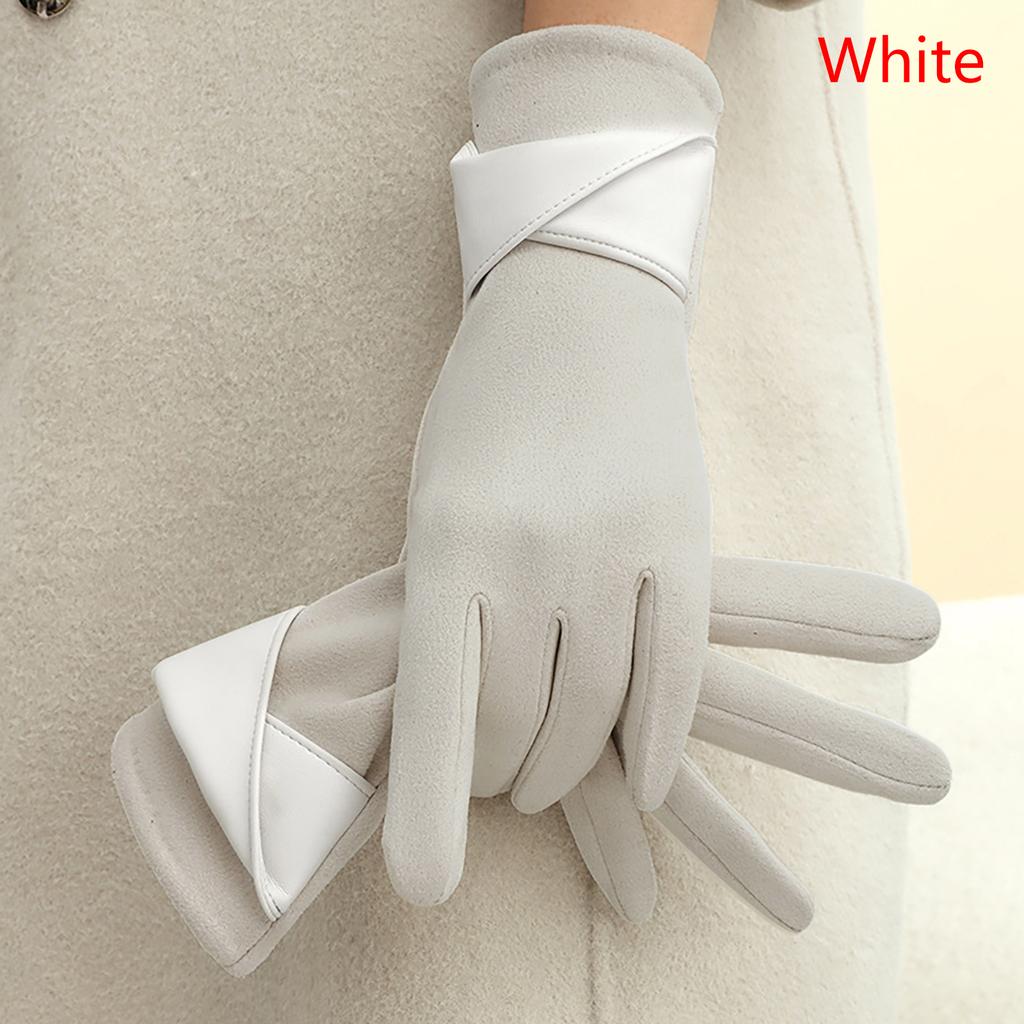 1 Pair Suede Gloves For Women Winter Velvet Gloves Elegant Touch Screen Gloves Riding Driving Keep Warm Outdoor Christmas Gift