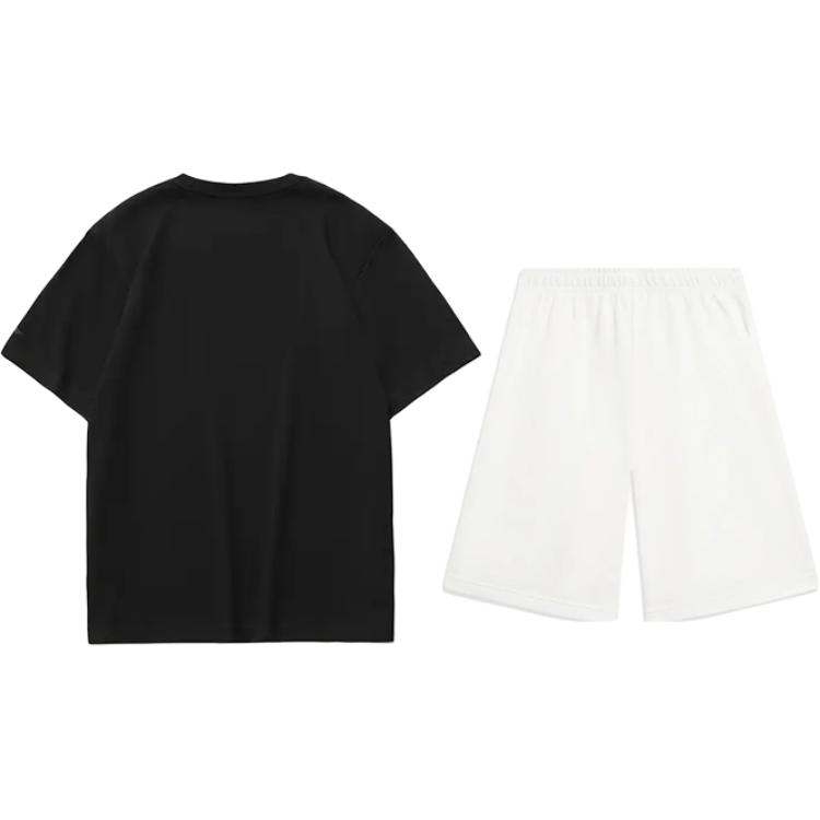 Li-Ning Cartoon Print Fashion Comfortable Versatile Round Neck Pullover Short Sleeve T-Shirt Casual Sports Set Unisex Tops AHSUA23-2+AKST593-7