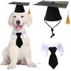 2Pcs/Set with Bow Tie Pet Graduation Caps Mortarboard Hat Congrats Grad Dog Graduation Hats Honors Graduation Degree Ceremony
