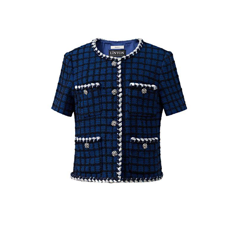 Blacknini Yin Waffle "Grinny" Classic Style Short Sleeve Jacket British Linton Double C Tweed