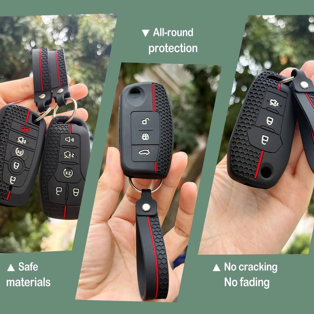Keychain Protection For Ford Mustang Fusion Explorer Ka Focus S-Max Fiesta Silicone Car Key Case Cover Accessories