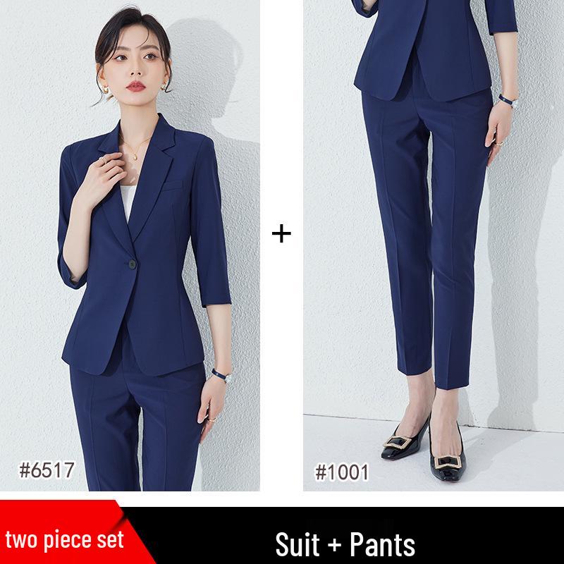 Women's Summer Three-Quarter Sleeve Professional Suit Set for Interviews and Hotel Front Desk Managers