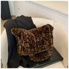 Leopard Print Women's Plush Shoulder Bags Faux Fur Cover Crossbody Bag Winter Large Capacity Female Furry Tote Messenger Bag