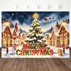 Christmas Town Snow Children Theme Banner Decoration Background, Birthday Party, Home Decoration Photography Background Cloth