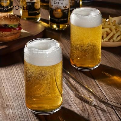 17Oz Drinking Glasses With Glass Straw 1/2/4pcs Set 500ML Shaped Glass Cups Beer Glasses Iced Coffee Tumbler Cup