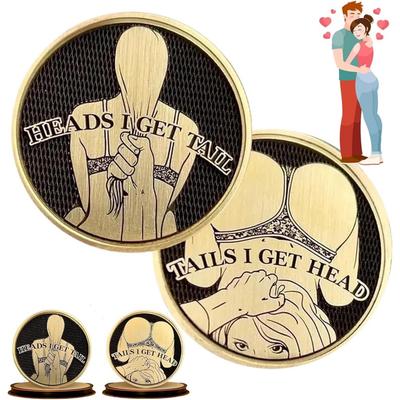 Funny Heads and Tails Coins, Heads I Get Tail - Tails I Get Head, Double Side Coin Lucky Token, Funny Prank Gifts for Men Women Date Night Ideas