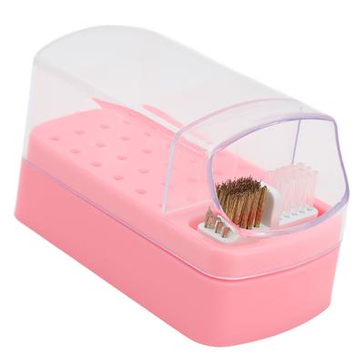 30 Holes Nail Drill Bit Holder Cleaning Brush Case Dsut Proof Stand Display Storage Manicure Tools