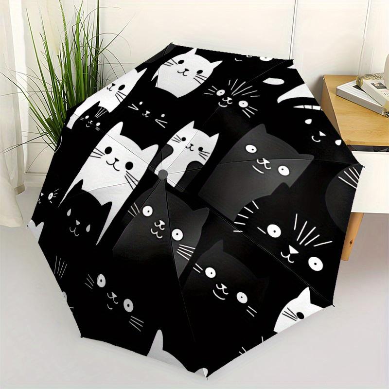 1 Stück Automatische Regenschirm mit Katzenmuster - 8-Rippen faltbares Design, für Outdoor-Abenteuer und Familienfeiern yy250829086