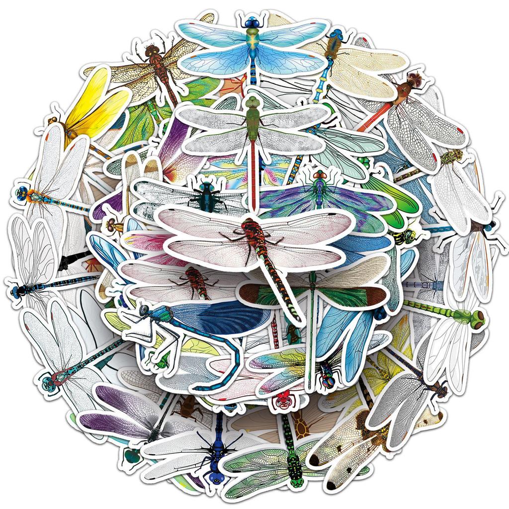 50 Dragonfly Cartoon Animal Stickers: Cute, Waterproof Decorations for Diaries, Phone Cases, and Water Cups