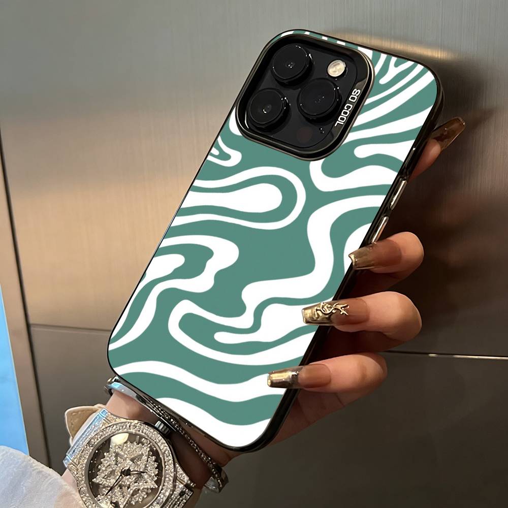 

Abstract -FluidWavy Pattern Phone Case For iPhone 17,16,15,14,13,12,11 Plus Pro Max Colored Silver Phone Case iPhone13