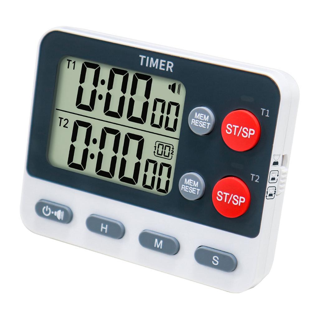 2 Channels Timer ABS with Magnetic Back Portable for Cooking Exercise and Classroom Activity for Countdown/Countup Use