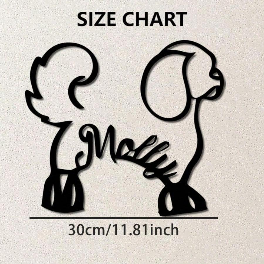 Современное Металлическое Силуэтное Искусство на Стену Собаки Декор Щенка Пуделя из Железа Горизонтальное Наружное Подвешивание Подарок Любителю Животных Легкая Установка Без Инструментов