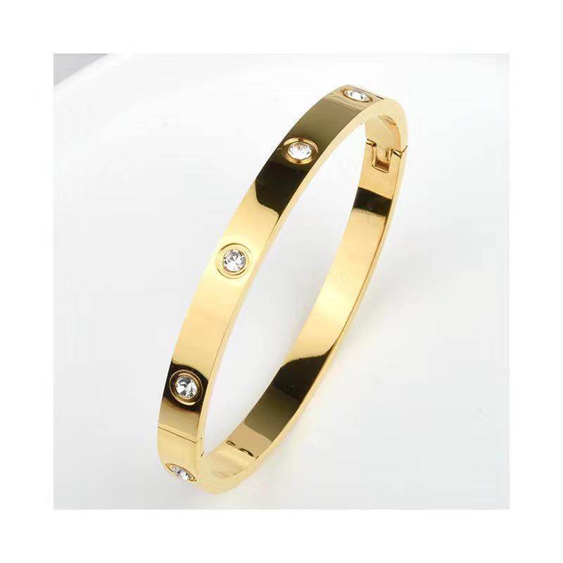 Zehn Diamant Titanstahl Armband: Modisch, Vakuumpolyelektrolytisch PVD-beschichtet, Schlichtes Liebesdesign