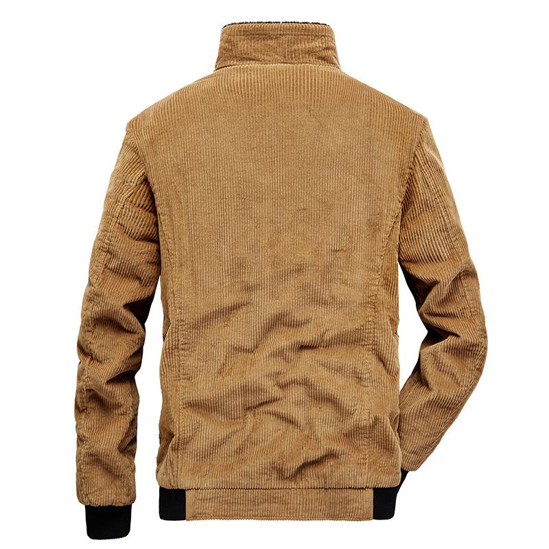 Men's Winter Velvet Thickened Warm Lapel Cotton Coat Men's Fashion Casual Corduroy Jacket Cotton Coat