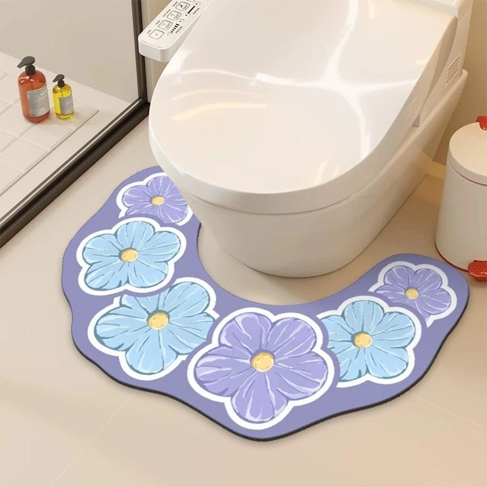 Quick Drying Toilet Mat Water Absorbing U-shaped Floor Mat Beautiful Door Mat Carpet Toilet Room