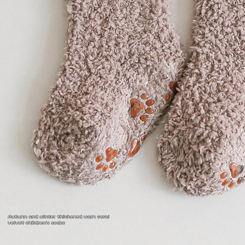 1 Pairs Winter Coral Fleece Children Socks Thick Warm Anti-slip Newborn Girls Boys Tube Socks Indoor Floor Socks For 0-5 Years