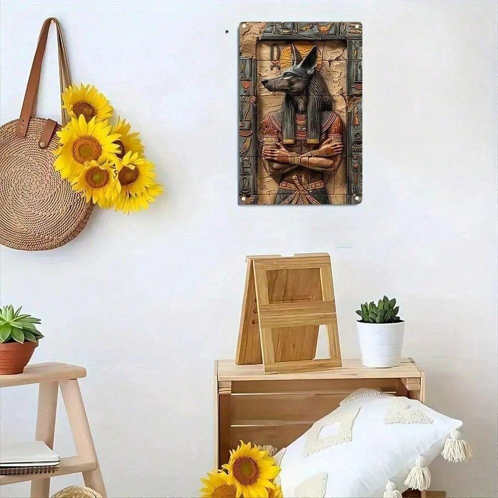 Vintage Metallposter Anubis Ägyptisch Gotisch Wandkunst Dekor