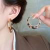 Exaggerated Personality Geometry Big Circle Leopard Print Hoop Earrings for Women Trendy Piercing Erarring Jewelry Gifts