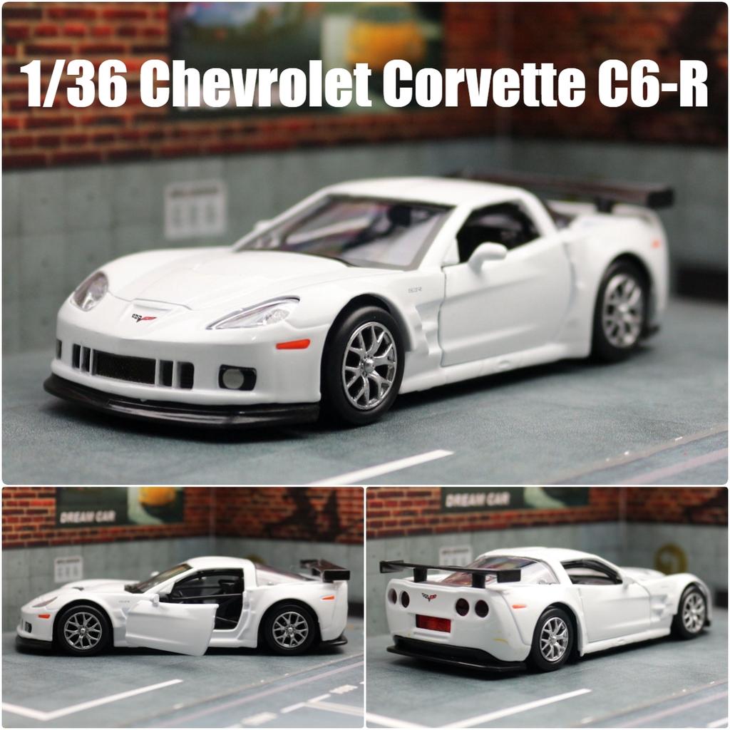1/36 Chevrolet Corvette C6-R Toy Car Model For Children RMZ CiTY Diecast Racing Miniature Pull Back Collection Gift for Kid Boys
