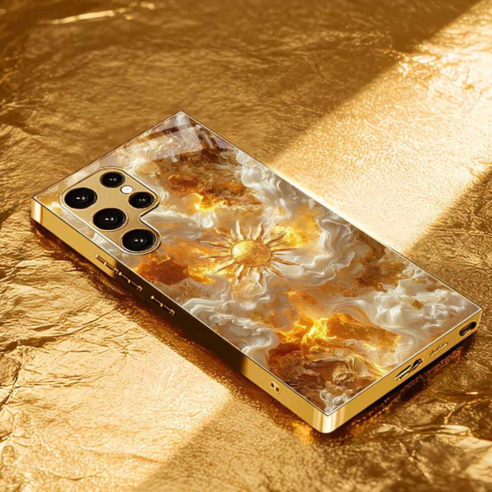 Corona Atmosphäre Schlichtheit Hochwertige Galvanisierte Glas Handyhülle für Samsung Galaxy S26 S25 S24 S23 S22 S21 FE, Ultra, Plus