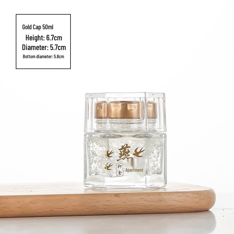 Hexagonal Glass Bottle with Lid - Fresh Stewed Bird s Nest & Fish Maw