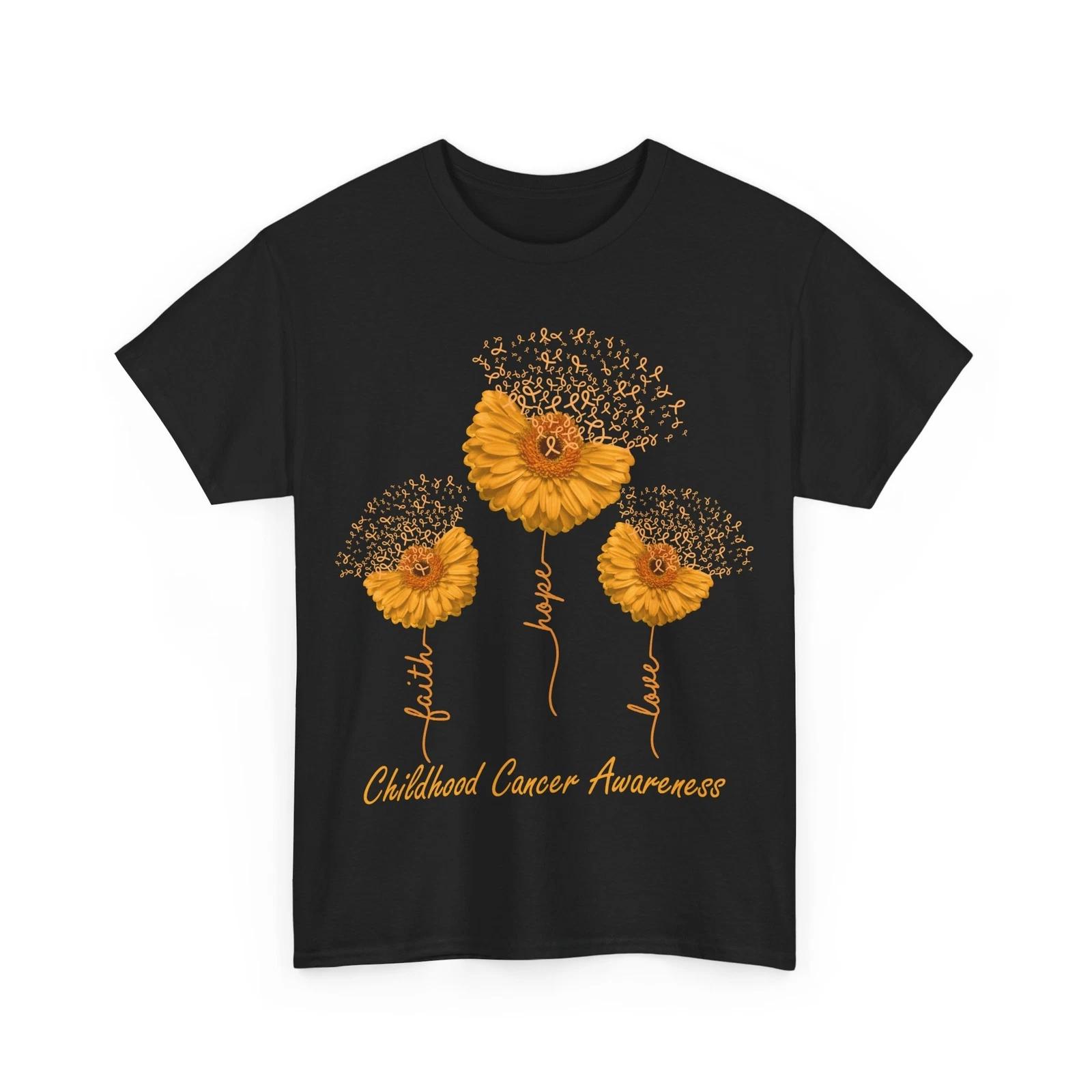 Faith Hope Love Childhood Cancer Awareness Sunflower T-Shirt M