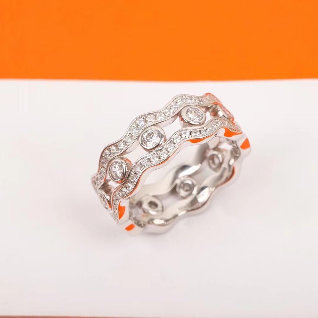 High New 2023 Sale Trendy Top Quality Europe Famous Brand Classic Gifts Luxury Jewelry Rings For Women Wave Design Engagement