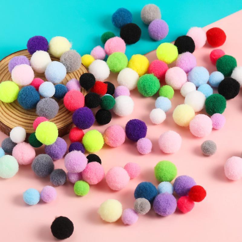 50Pcs/Pack Multicolored Polyester Wool Pom Poms Balls Diy Handmade Jewelry Accessories