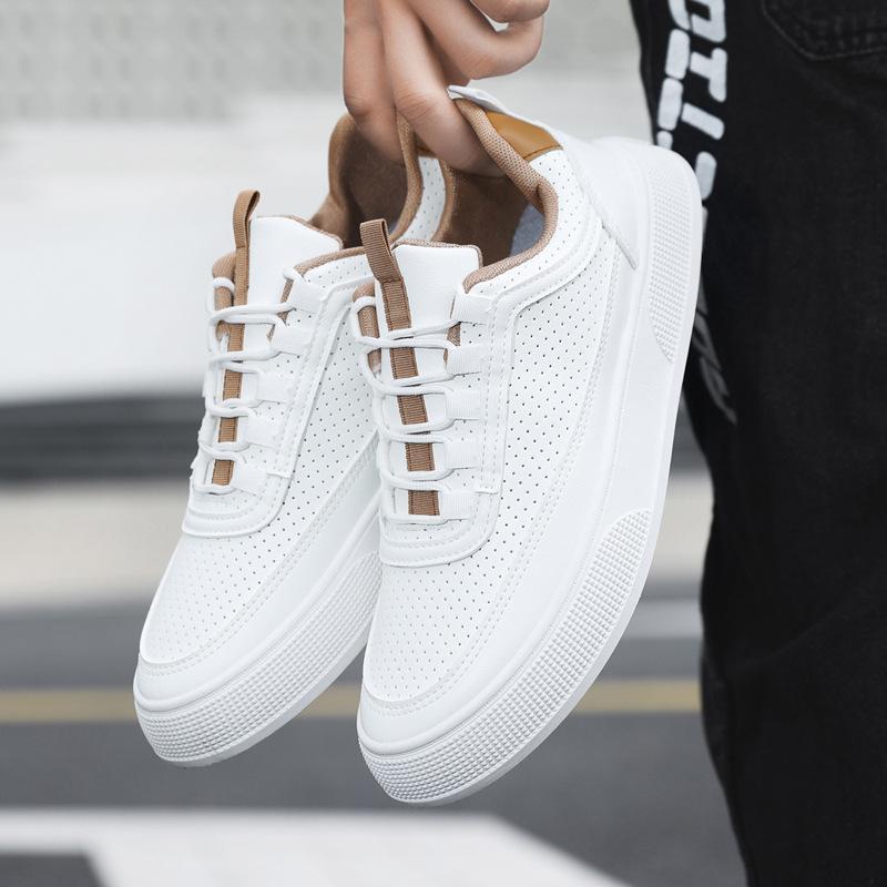 Nuove scarpe da uomo traspiranti di alta gamma per la primavera e l'estate, scarpe da ginnastica con plateau, tendenza, scarpe da skate, casual da uomo, antiscivolo, scarpe bianche