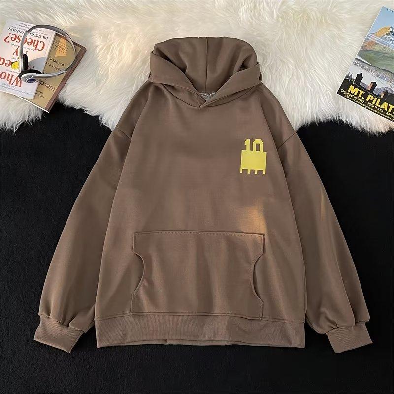 American retro hooded sweater trendy brand personalized design sense pocket men's autumn ins loose couple niche coat