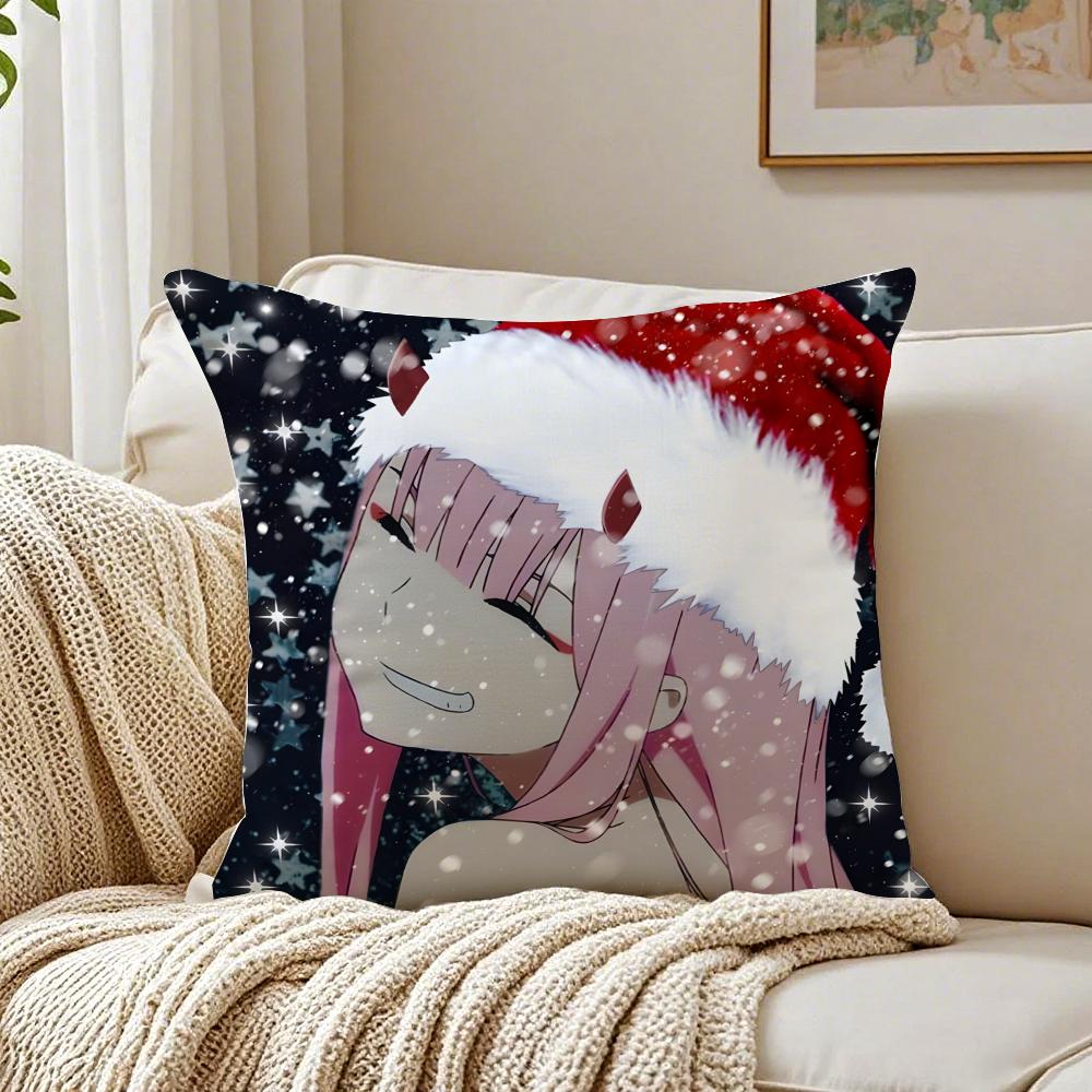 Anime Mecha 02 zero two DDARLING in the FFRANXX Cushion Cover Pillowcase Antidustmite living Room Sofa Decor Cushion Room