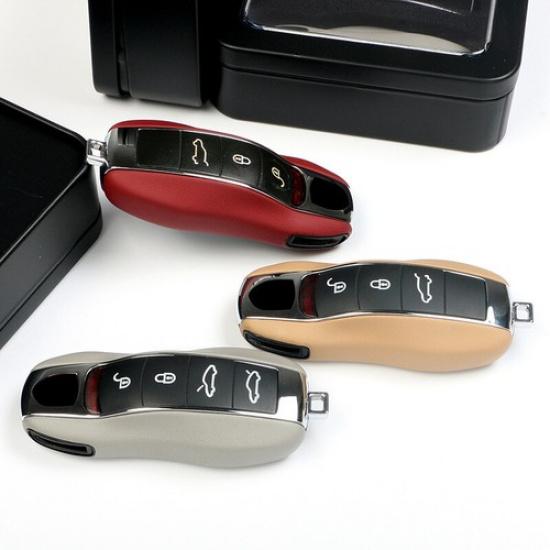 Soft Leather + ABS Car Remote Key Case Fix Part For Porsche Panamera 2010-2016