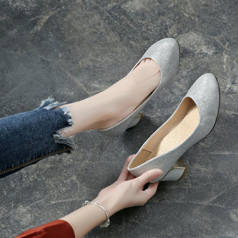 Mode 2024 Escarpins à Talons Hauts pour Femmes Sexy Fête Talon Moyen Épais Bout Pointu Décolleté Bas Chaussures Chaussures pour Femmes Grande Taille 36-45