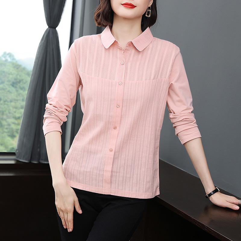 

Женская футболка, однотонная рубашка с длинными рукавами, новый женский топ, весенние топы с иностранными лацканами, повседневная свободная рубашка с одной пряжкой 4XL