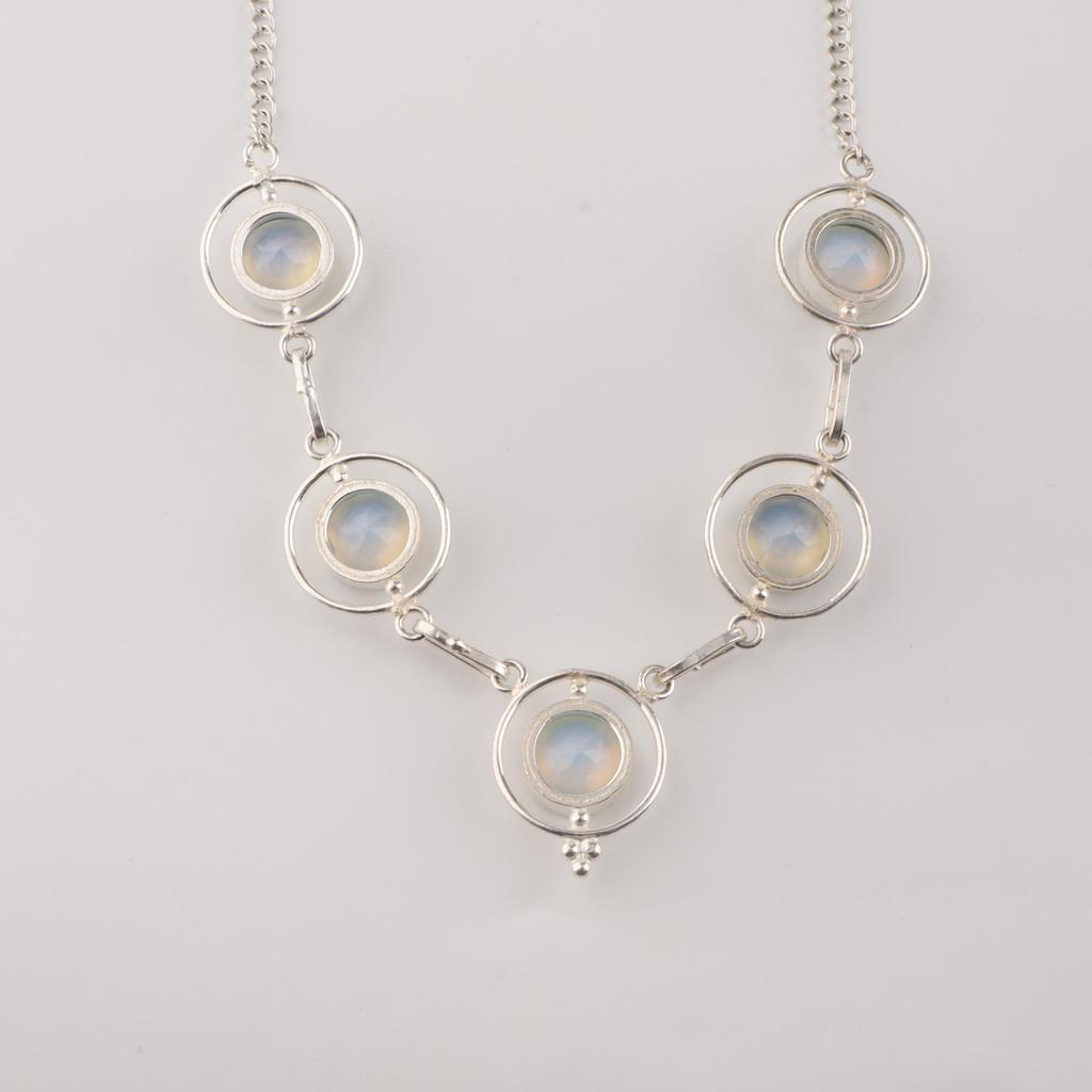 Milky Opal Gemstone Silver Necklace, 925 Sterling Silver Handmade Women Necklace, White Opal Jewelry For Women RN-2-22